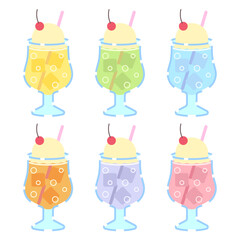 クリームソーダのイラストセット
