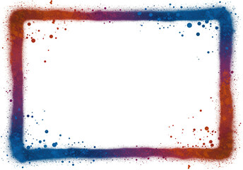Abstract Red and Blue Spray Paint Border Frame Grunge Texture Artistic Background