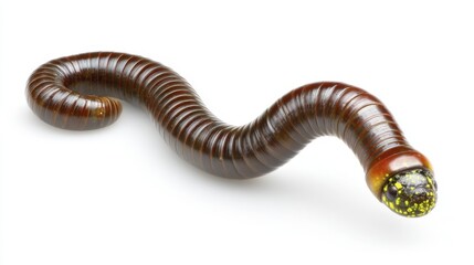 Naklejka premium Ribbon worm with bright head pattern isolated on white background. Generative AI
