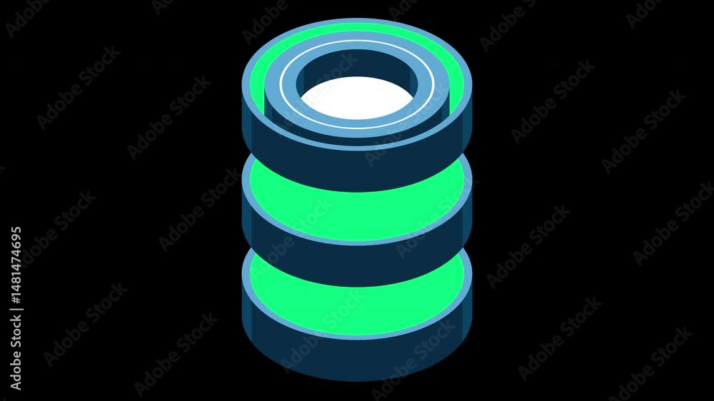 Poster Isometric cloud database animation. Cloud computing and file cloud storage. Modern technology. Motion graphic. Transparent background with alpha channel