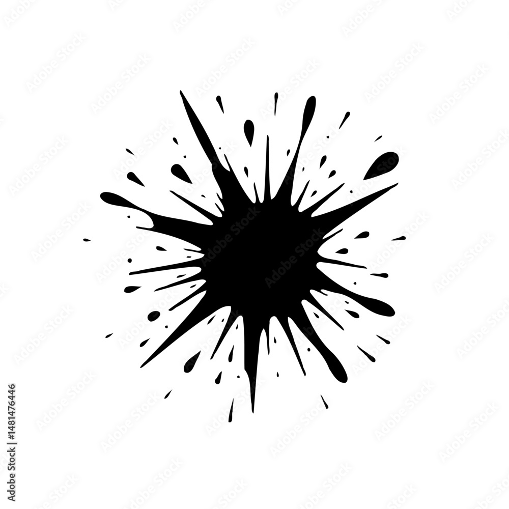 Poster dynamic monochrome ink splatter design for creative projects and visualizations