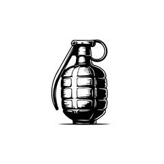Fototapeta premium Monochrome depiction of a stylized hand grenade with prominent detailing
