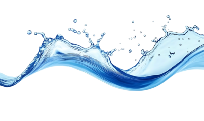Blue water swirl splash with little bubbles isolated on clear png background, liquid flowing in form of wave  on islated transfarent background, PNG.