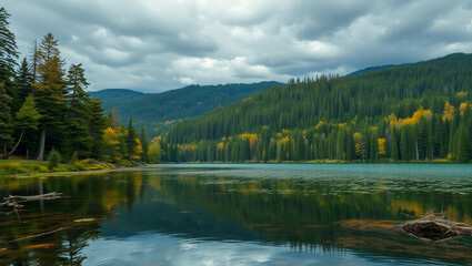 lake and mountains