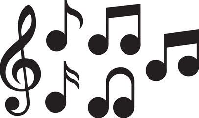 music notes vector, musical note icon, melody symbol, cartoon music, treble clef vector, flat music notes, music illustration