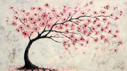 Delicate pink sakura petals drift on a soft pastel backdrop , springtime, elegant, tree. [Skyroot Canopy] | Petal Drift | skyfall flower. Illustration