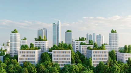 Obraz premium Innovative urban development sustainable city architecture futuristic design nature integration high-tech environment