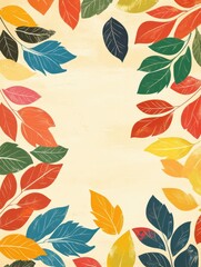 Fototapeta premium Colorful Autumn Leaves Border Graphic Illustration with Space for Text Seasonal Design Element
