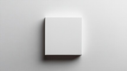 Square white canvas on textured white background studio shot for design mockup presentation minimalist style