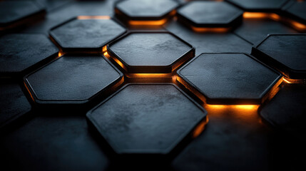 Fototapeta premium Abstract hexagonal pattern with glowing edges