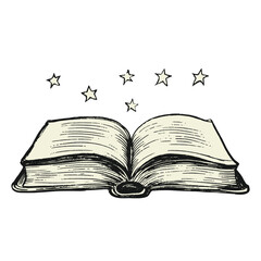 Obraz premium Opened book stars open illustration vector