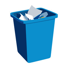 Blue bin recycle waste paper environmental vector