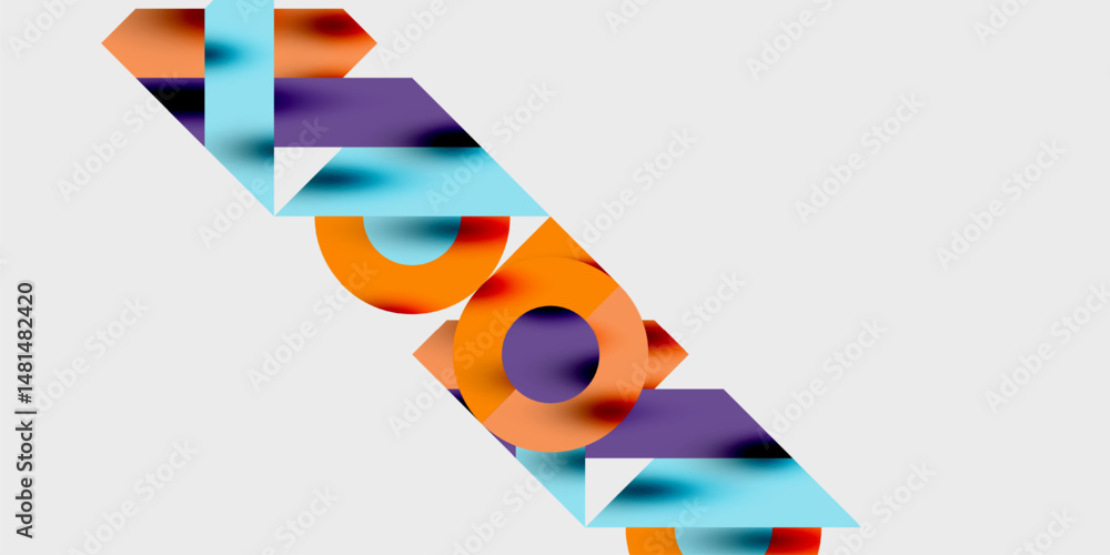 Aufkleber Abstract graphic design featuring word BOOK with overlapping colorful geometric shapes. Modern aesthetic, simple background.