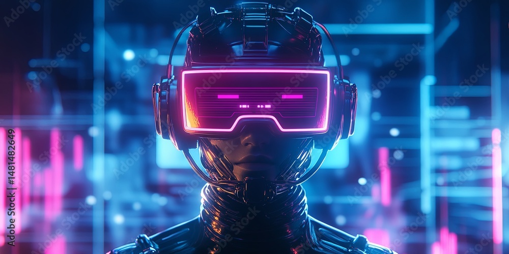 Aufkleber A modern animation studio utilizing robotic animation tools and neon-infused frames, generating dynamic animations.