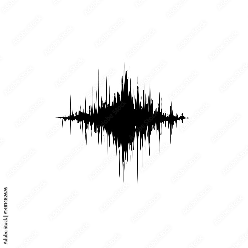 Poster abstract audio visualization in black and white showcasing sound frequency dynamics