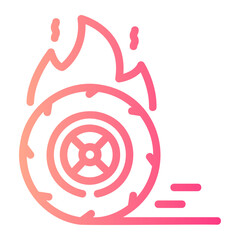 tire fire Line Gradient Icon