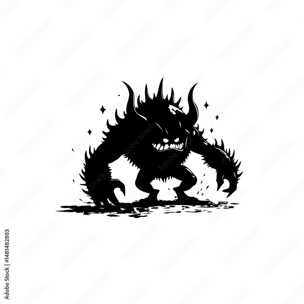 Poster silhouette of an ominous creature with sharp features casting a menacing shadow