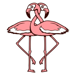 2 Flamingo couple in love two friends team love Isolated Vector Graphic Design Illustration
