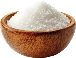 White Sugar in Wooden Bowl