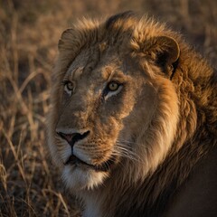  Wild lion expression captured at sundown