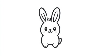 Cute cartoon rabbit illustration, simple style,  children's book art,  possible educational use