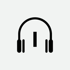 Headphone Template On I Letter.Music And Podcast Logo Design Headphone Concept	
