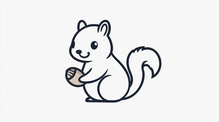 Cute cartoon squirrel holding nut (1)