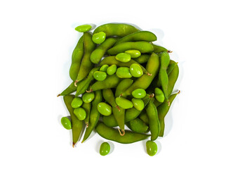 Edamame beans isolated on white background. Edamame is known as a typical bean from Japan.