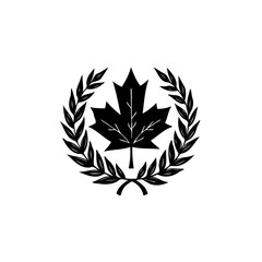 Simple Canada Day Illustration with Maple Leaf and Laurel Wreath Design