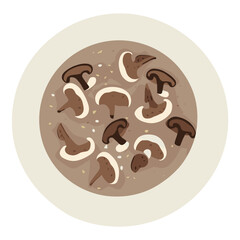 Fototapeta premium Mushroom soup illustration plate food vector