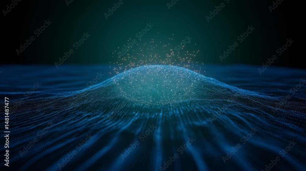 Poster abstract digital data network glowing particles cyberspace technology background