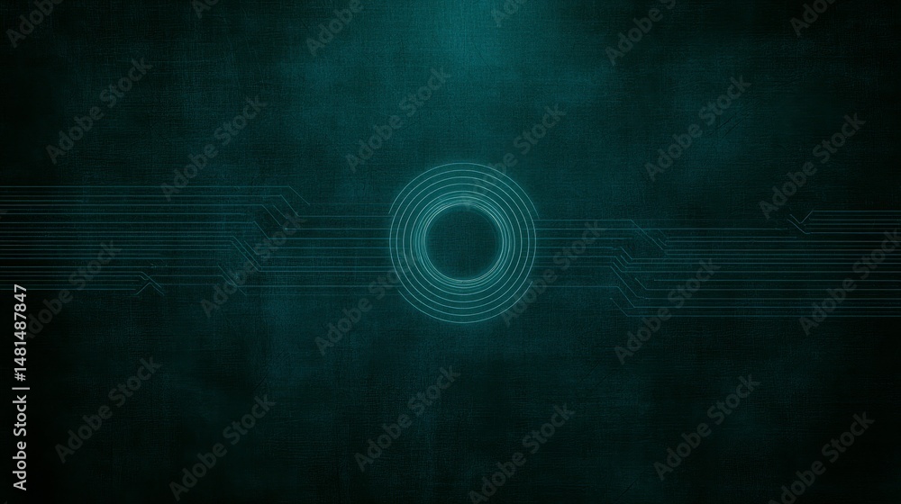 Poster abstract tech background teal circuit lines concentric circles