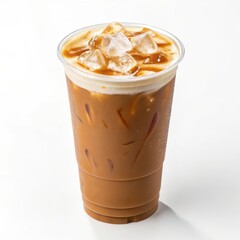 Creamy butterscotch latte served in a stylish glass with a rich caramel color and decorative foam on top