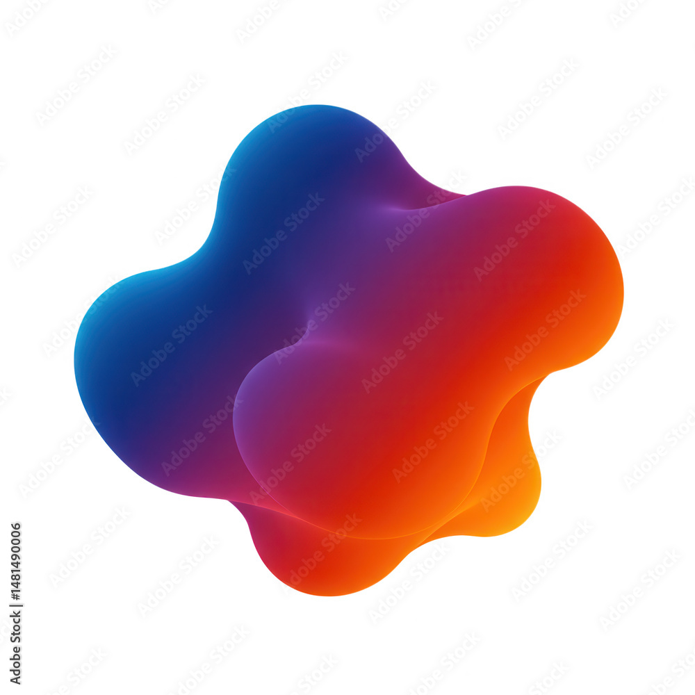 Poster abstract gradient fluid shape isolated on transparent background