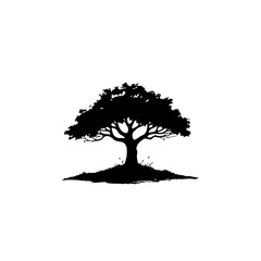 Solitary silhouette: A minimalist tree representation conveying serene harmony