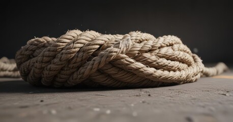 Overstressed rope, showing significant wear and tear, fabric, texture, thread