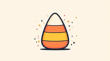 Simple candy corn graphic on pastel background. Possible use Illustration for Halloween, food design, or kids' product