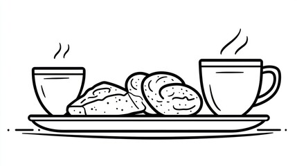 Simple Breakfast Tray with Coffee and Biscuits