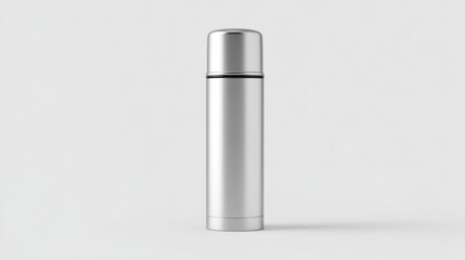Elegant white bottle with silver cap, perfect for cosmetics, toiletries, or household products