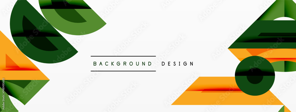 Leinwandbilder abstract geometric shapes overlap, creating dynamic visual composition. orange, green hues dominate 