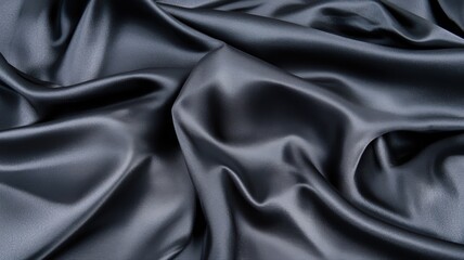 Fototapeta premium Elegant Draped Black Satin Fabric Texture