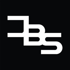 this is a flat logo design of an initial letter JBS in white color that looks bold on a black background