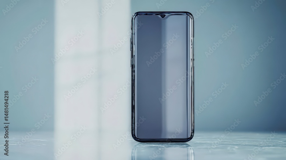 Poster sleek glass smartphone mockup modern tech mobile app screen display digital device
