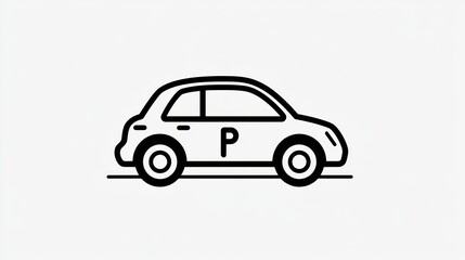 Fototapeta premium Simple parking car icon on light background