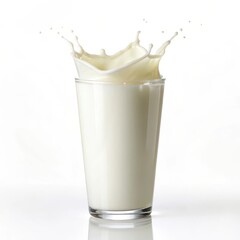 A refreshing glass of whole milk captured in a high contrast side view highlighting its creamy texture and color