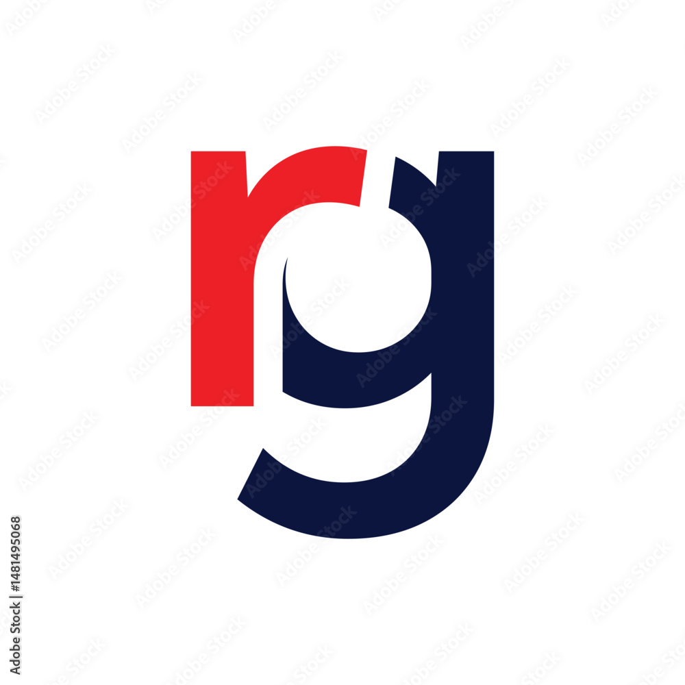 Poster this is a logo design of an initial letter rg in lowercase in red and black color in flat style on a