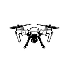 Monochrome aerial vehicle illustration depicting modern unmanned technology