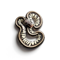 Obraz premium Beautiful photograph of coiled ball python showcasing its unique pattern and colors, evoking sense of wonder and fascination