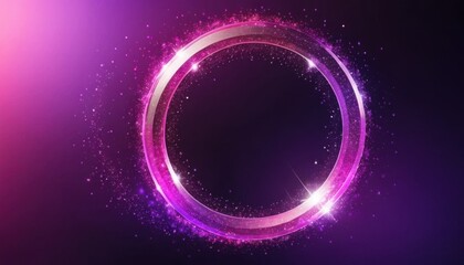 Abstract glowing design features bright pink circles of light, evoking a magical galaxy in the dark cosmos