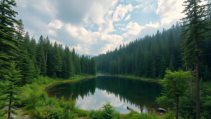 lake and mountains